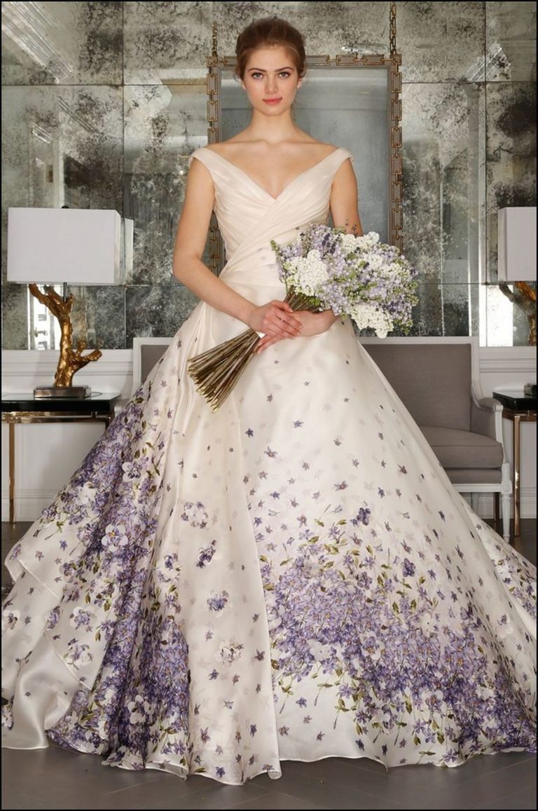 White-wedding-dress-with-purple-accents