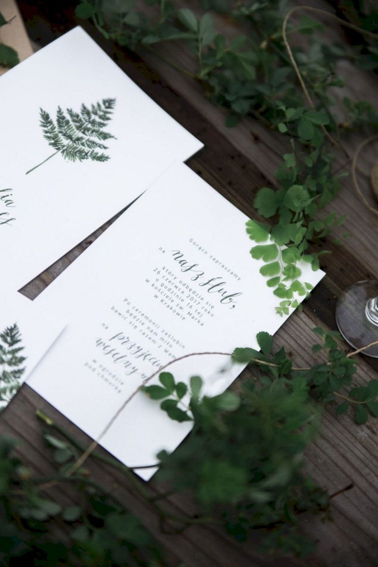Botanical wedding fern invitations