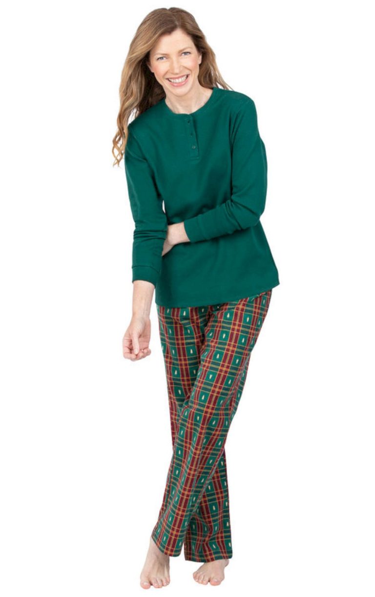 Christmas tree plaid pajamas in flannel for women