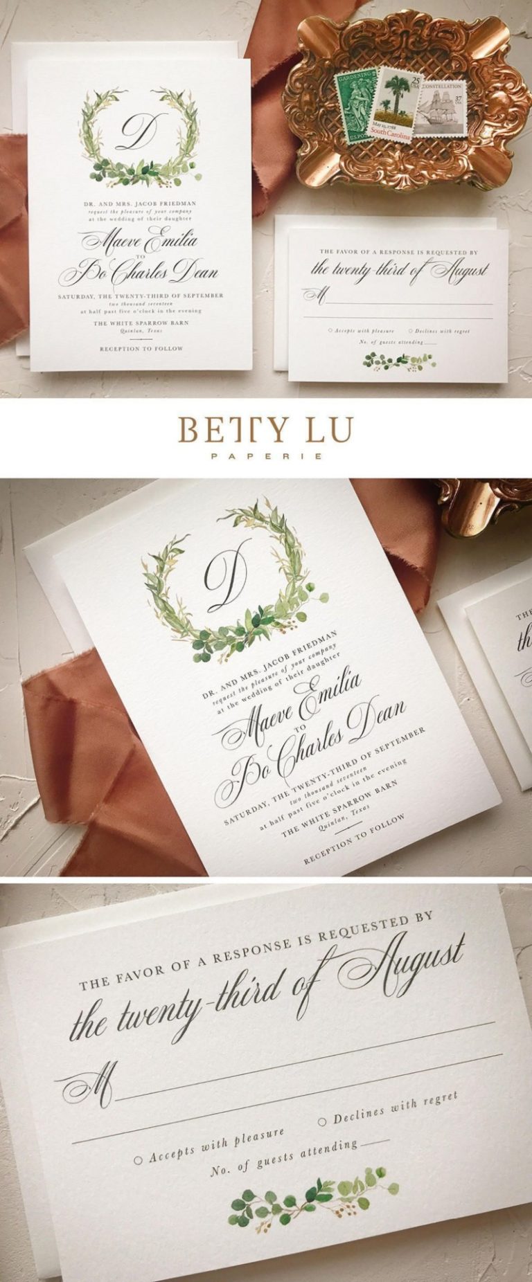 Greenery wedding invitations ideas