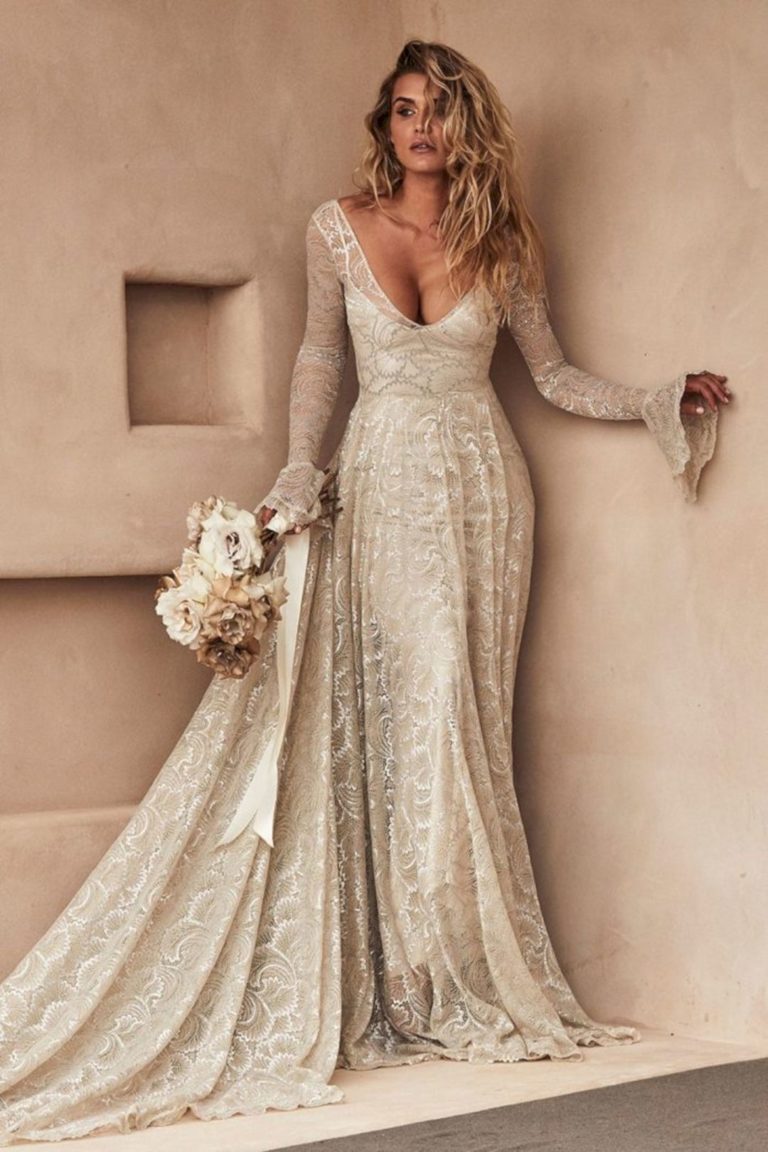 Long-sleeve wedding dresses are ideal