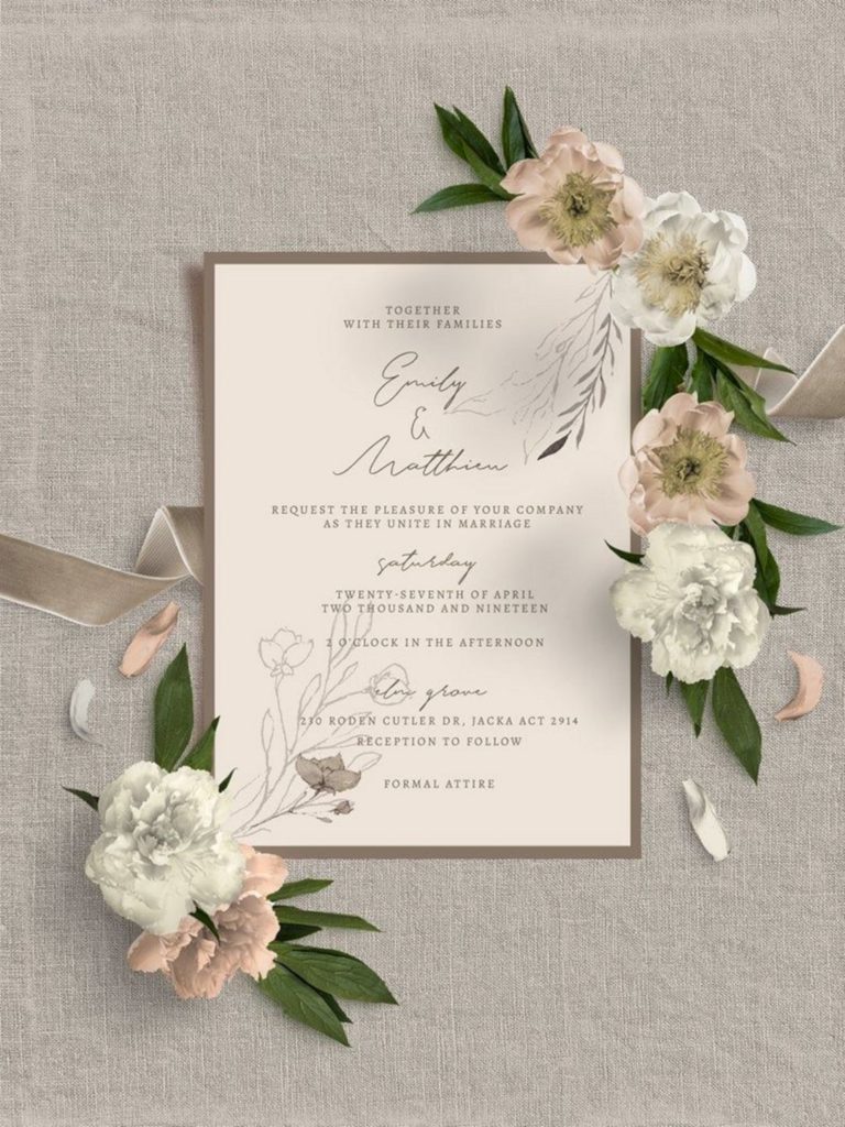 Simple and elegant rustic wedding invitation