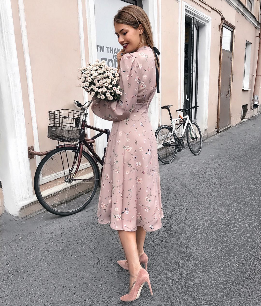 Mauve floral dress from larne_studio instagram