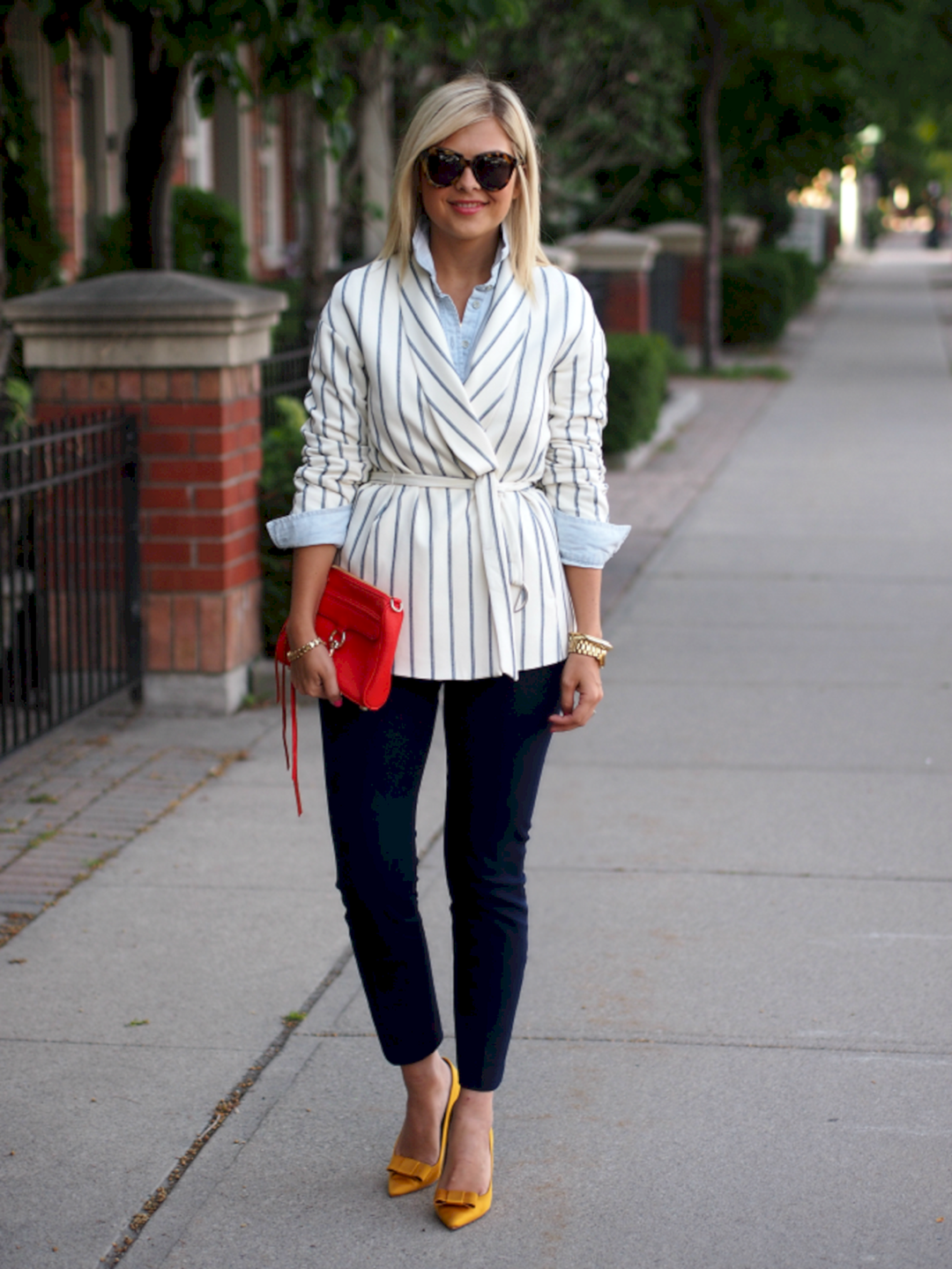 Navy striped shirt suit from stylecaster