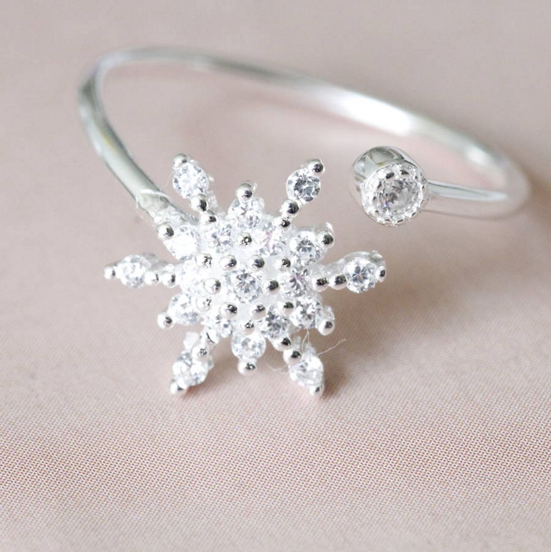 Snowflake ring silver sterling sparkle from keywordbasket