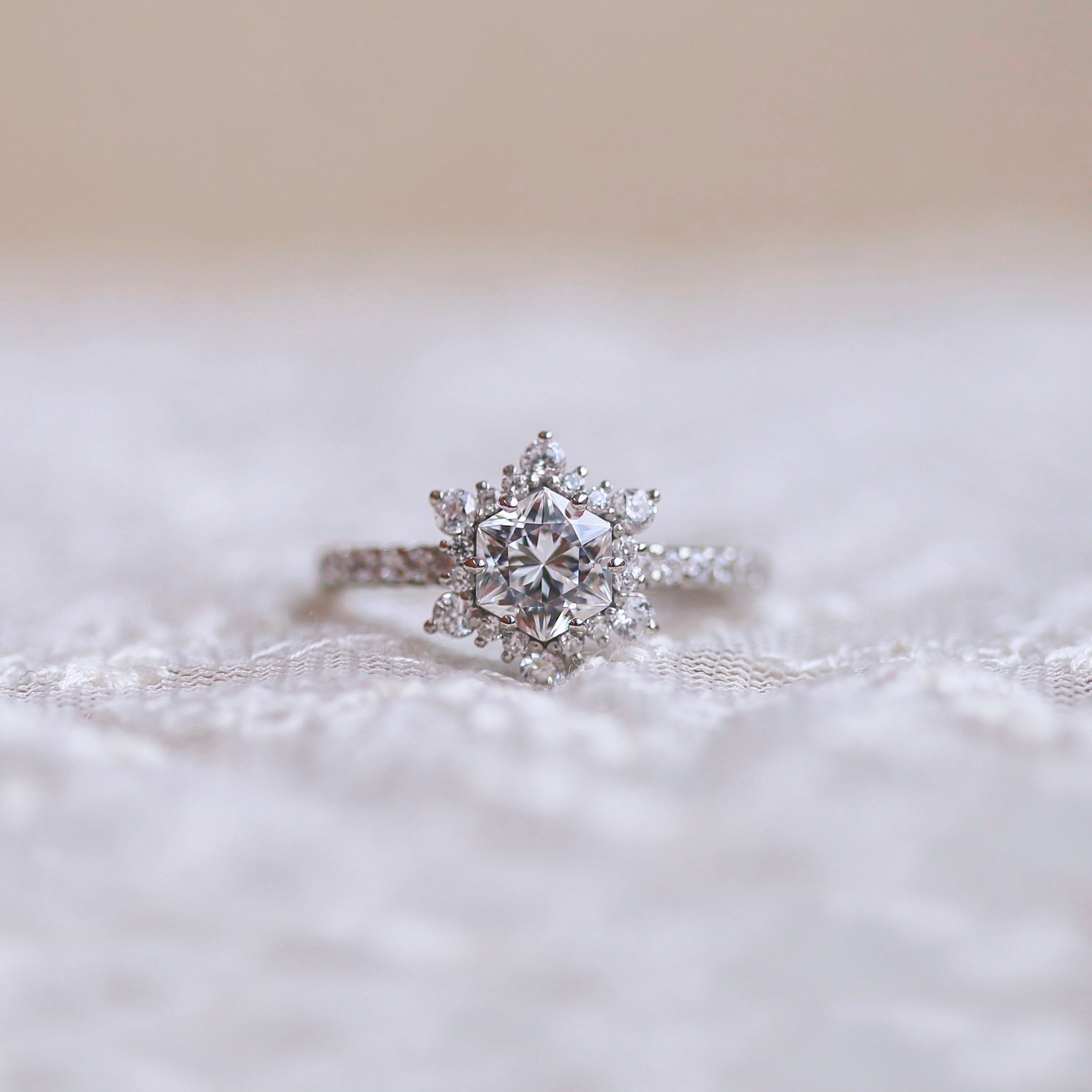 Snowflake solitaire pave ring from tedandmag
