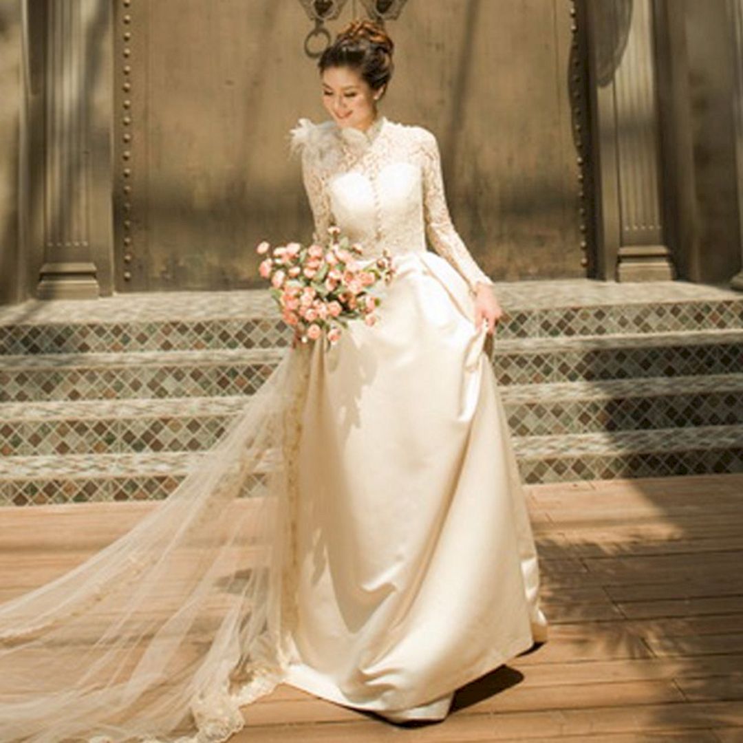 Wedding gowns with cap sleeves turtleneck from earthnowexpo