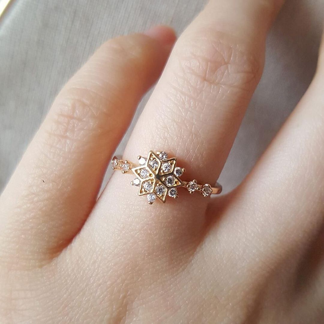White gold or rose gold 14k solid gold snowflake ring availa from tugrasove