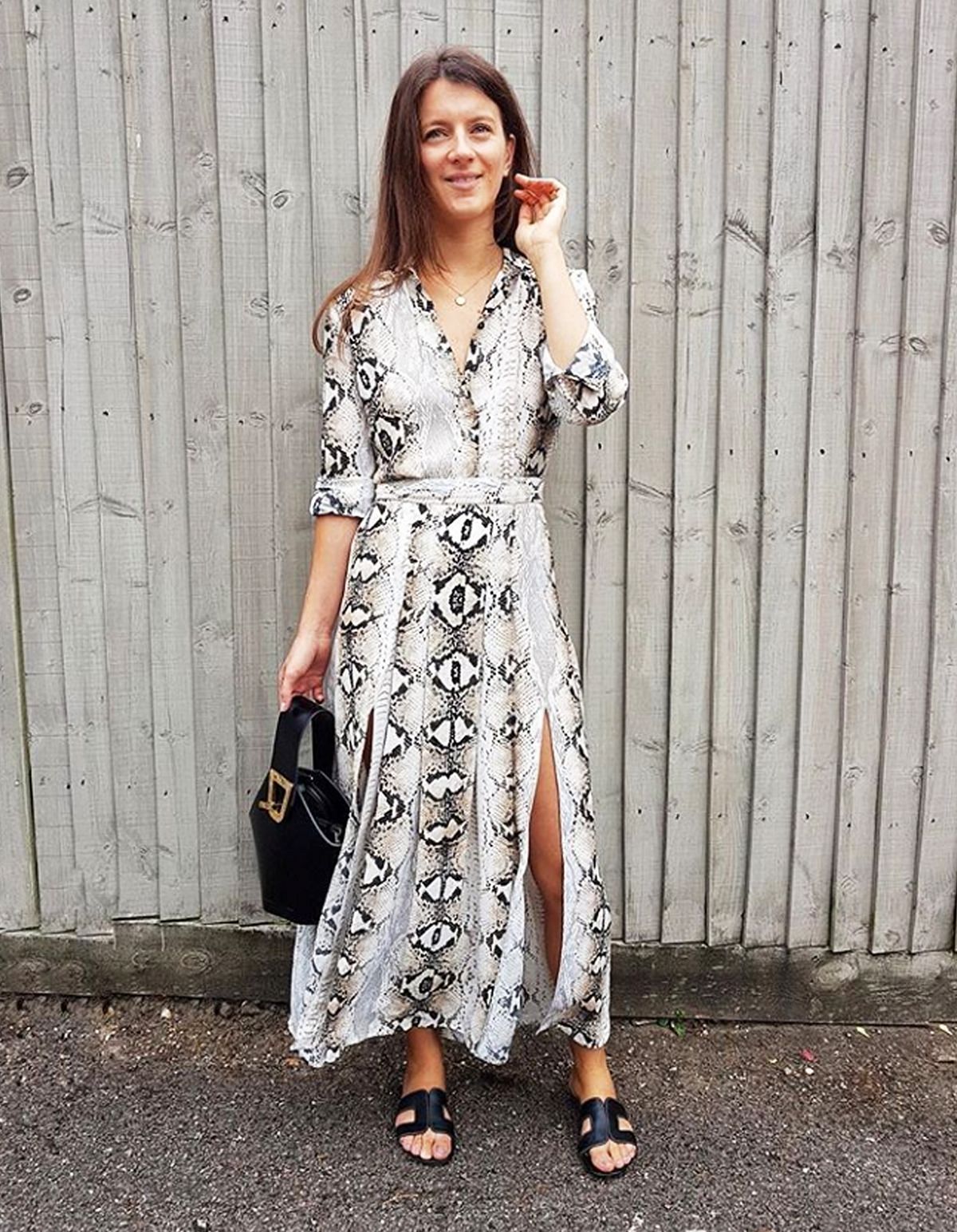 Snake print dress inspirations from whowhatwear.co.uk