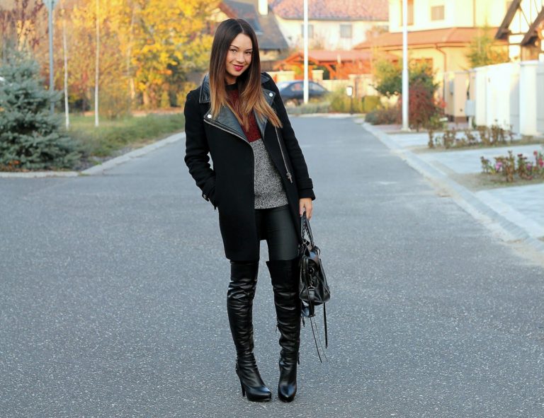 Fall outfit ideas with over the knee boot ideas