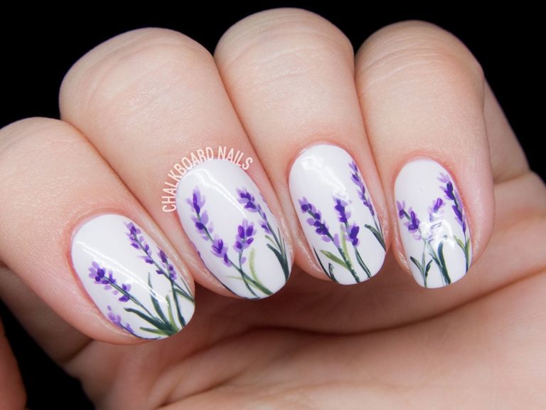 Lavender blossoms floral nail art
