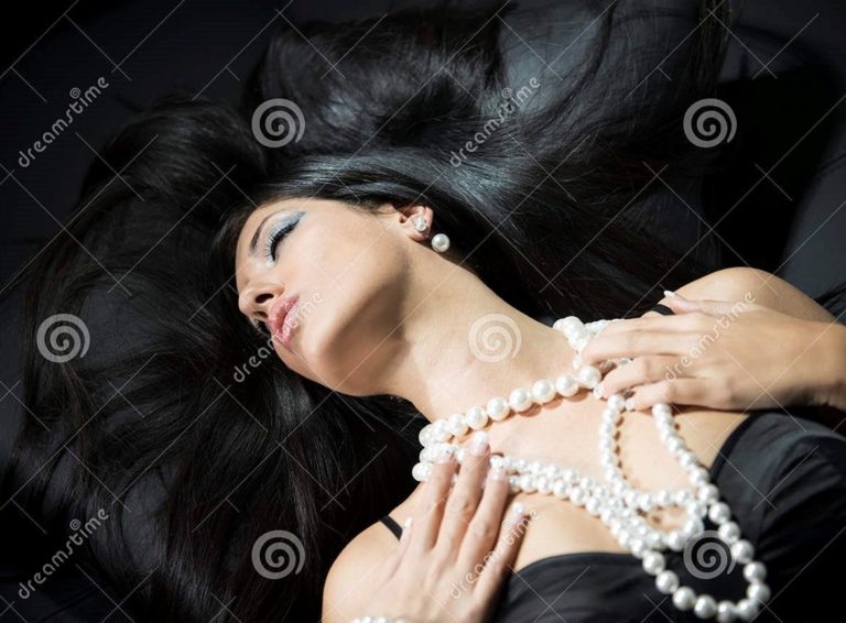 Woman with pearl accessories