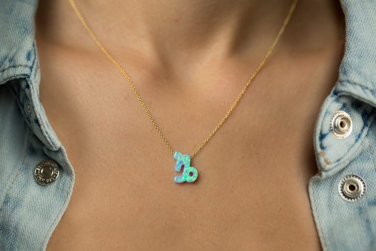 Capricorn women's necklace blue opal