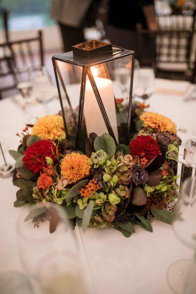 Fall reception centerpiece with flower