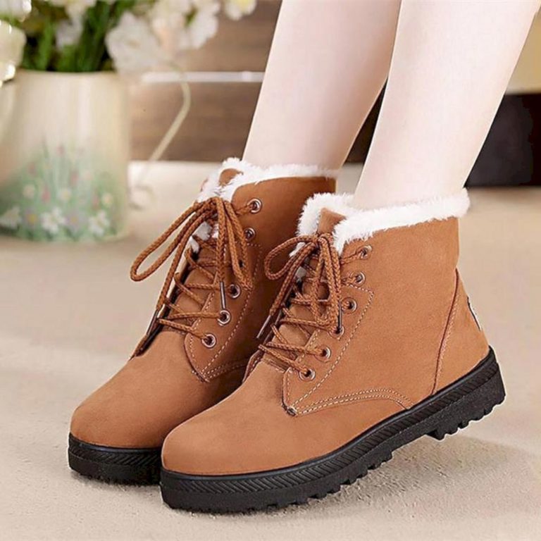 Modern winter warm lace-up ankle boots