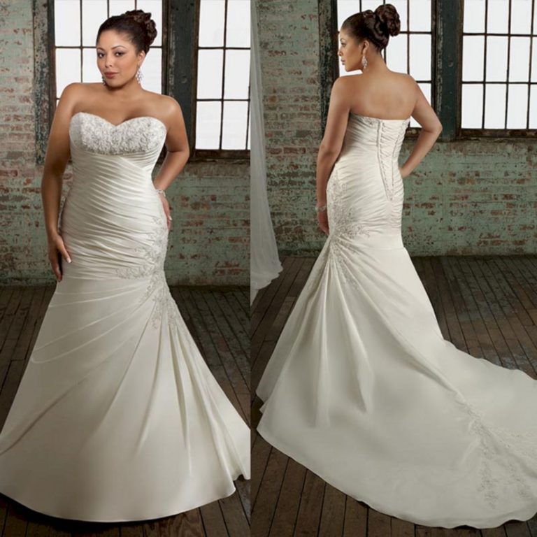 Plus size strapless wedding dress mermaid style
