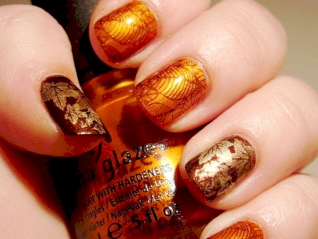 Gold fall nail designs from richardquickdesign