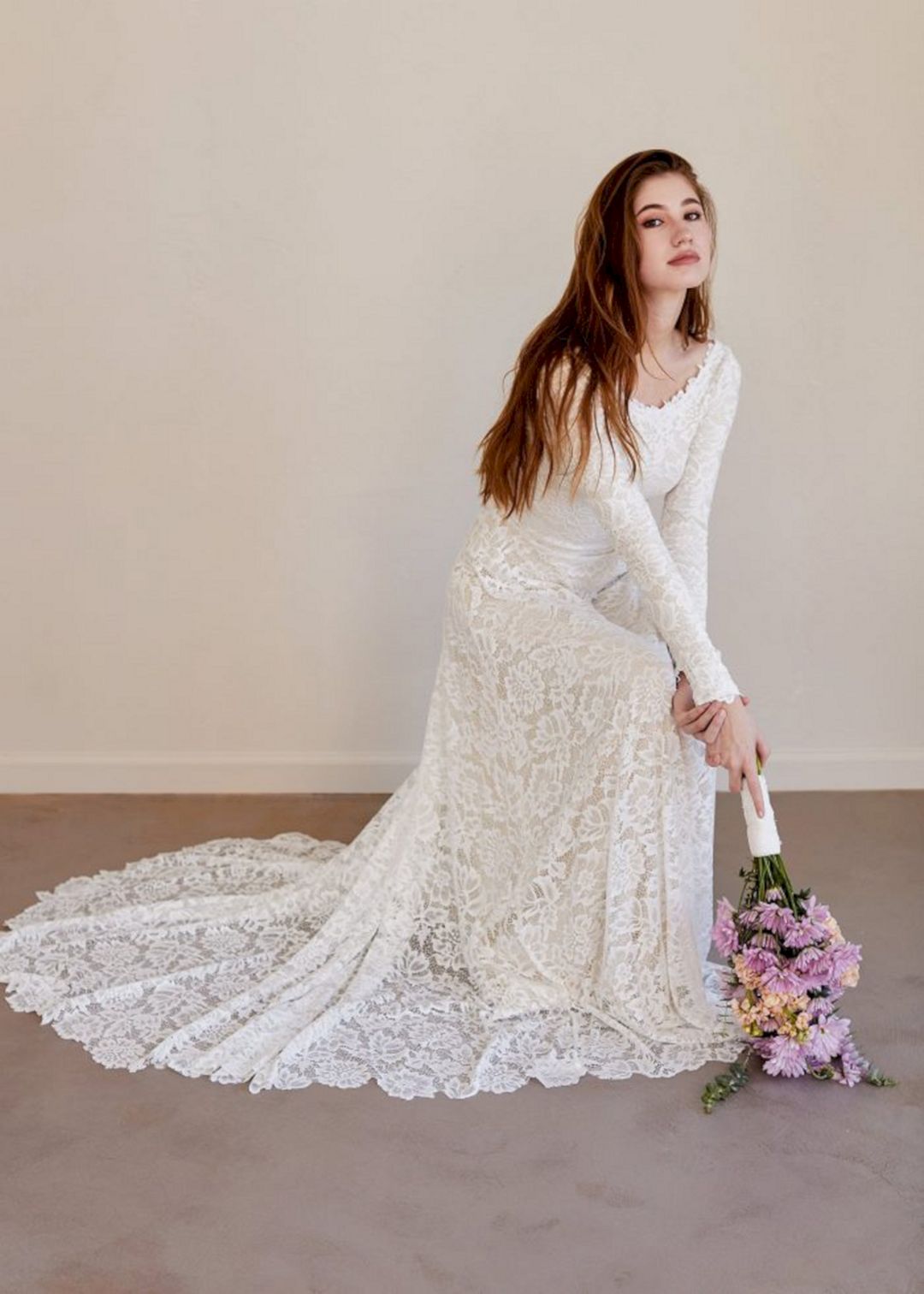 Long sleeve lace wedding dress from chicvintagebrides