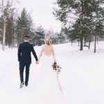 Wedding Couple Photoshoots with Snowy Scenery Background