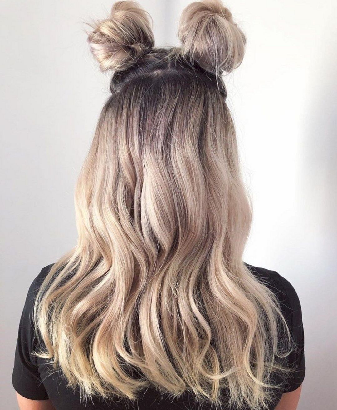Two Half-Space Bun Hairstyle